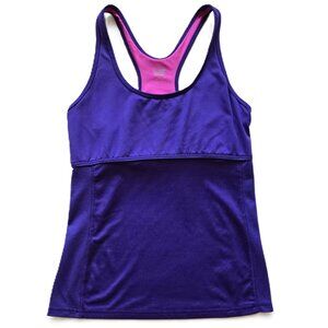 CHAMPION AS-NEW Racerback Tank Top w/ Lined Sports Bra Grape Purple Women's L